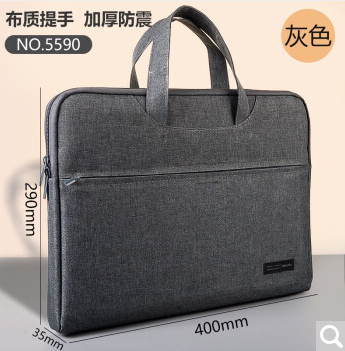 得力(deli) 多层文件袋A4 帆布袋手提袋 商务会议包公文袋公文包资料袋 办公用品 升级加厚款 5590【灰色】