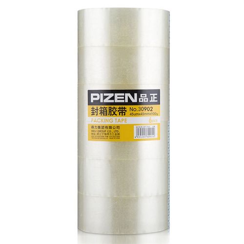 得力 30902 封箱胶带 45mmｘ100y 6卷/筒 (单位：筒) 透明